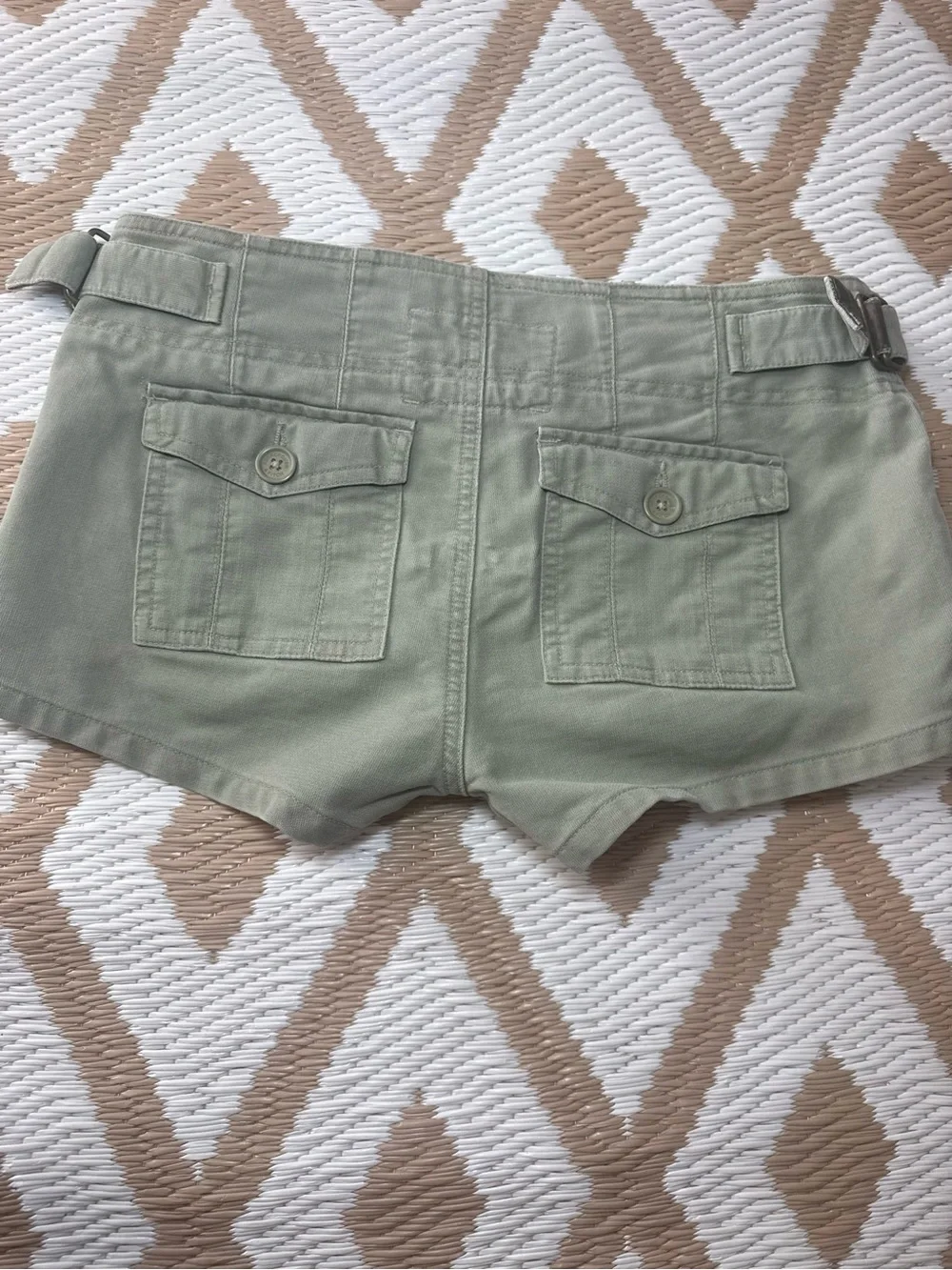Abercrombie & Fitch Women's Chino Shorts 2 Green Low-Rise Twill Belted 2